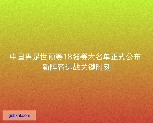 中国男足世预赛18强赛大名单正式公布 新阵容迎战关键时刻