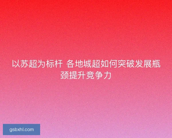 以苏超为标杆 各地城超如何突破发展瓶颈提升竞争力